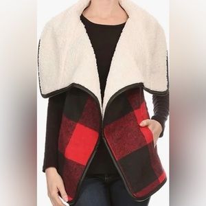 Love Tree Buffalo Plaid Sherpa Lined Vest